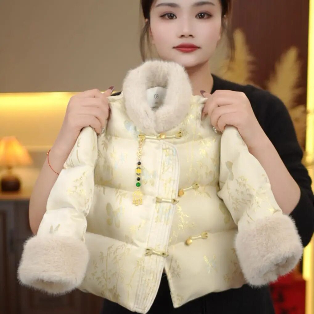 m341女童洋气碎花棉衣新款加厚国风保暖冬季宝宝外套棉袄