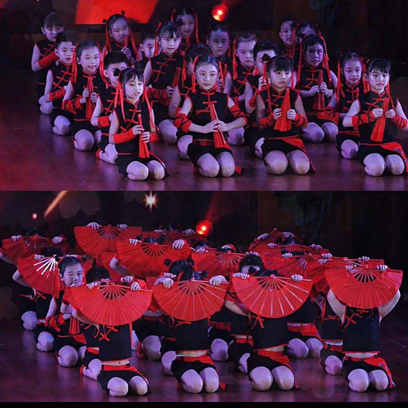 中国少年郎演出服扇子舞六一儿童节幼儿园雪龙吟国潮中国风表演服