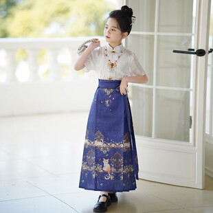 女童马面裙中国风夏天古装明制改良唐装儿童汉服女孩夏季套装2025