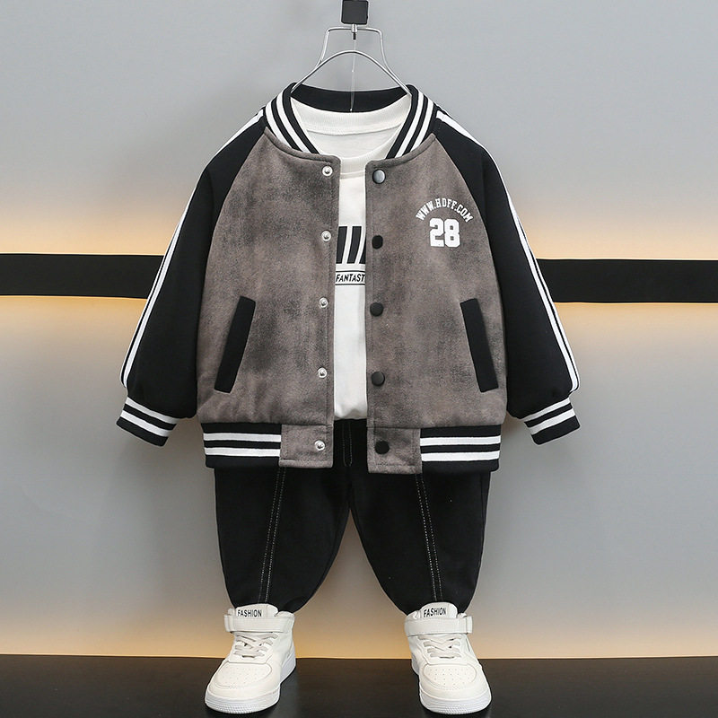 8694儿童棒球服春秋装2026新款男童时髦夹克衫中小童春季宝宝外套