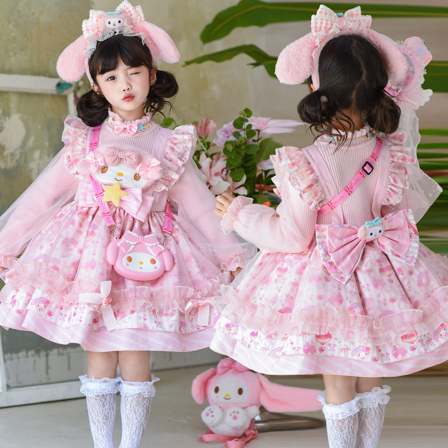 洛丽塔女童公主裙秋冬连衣裙儿童美乐蒂生日礼服毛衣裙三丽鸥衣服