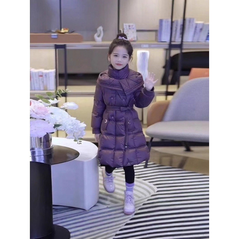 女童棉衣外套冬装2025新款长款加厚羽绒棉服儿童棉袄洋气