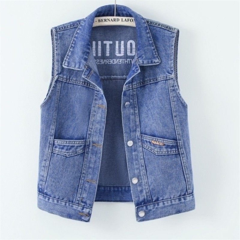 时尚坎肩无袖牛仔马甲女新款2024春夏季洋气马夹薄上衣背心短外套