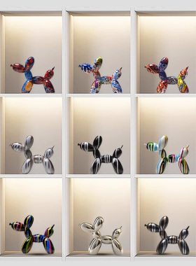 手绘涂鸦树脂气球狗摆件欧式家居酒柜橱窗客厅桌面软装装饰小摆件