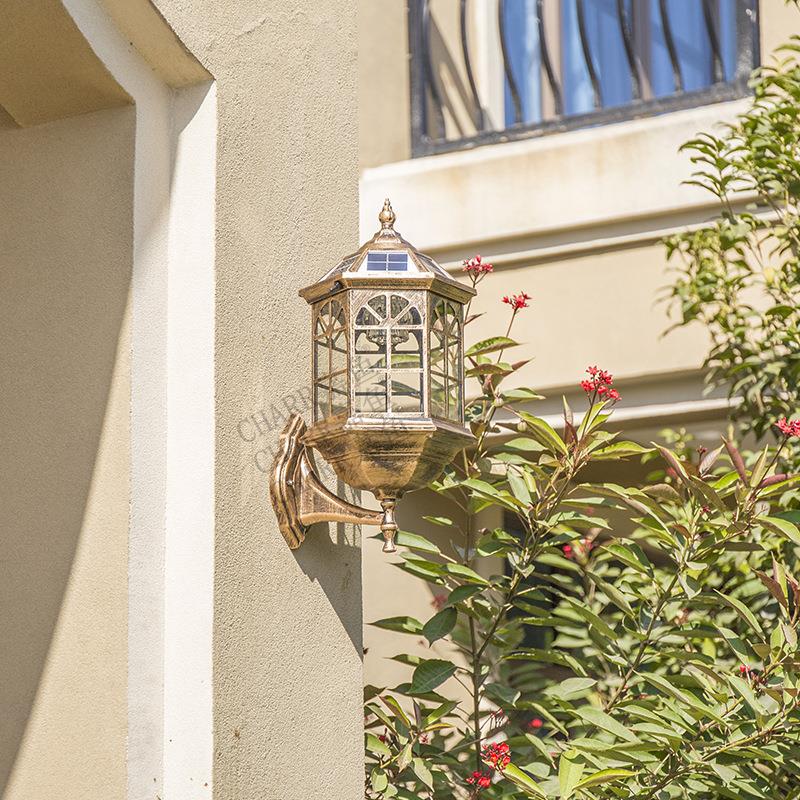 欧太阳能户外壁灯 LED外防室式台水太阳能太阳能户灯阳露台花园别