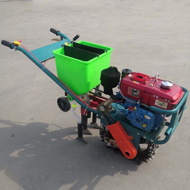 手推式黄豆施肥播种机 种玉米的点播机图片 两行豆子播种机