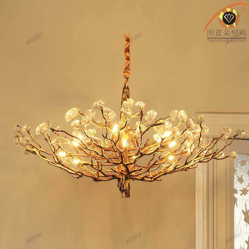 全铜灯客厅跨境LED水晶灯意XCL式经典树枝灯具灯灯饰吊工厂