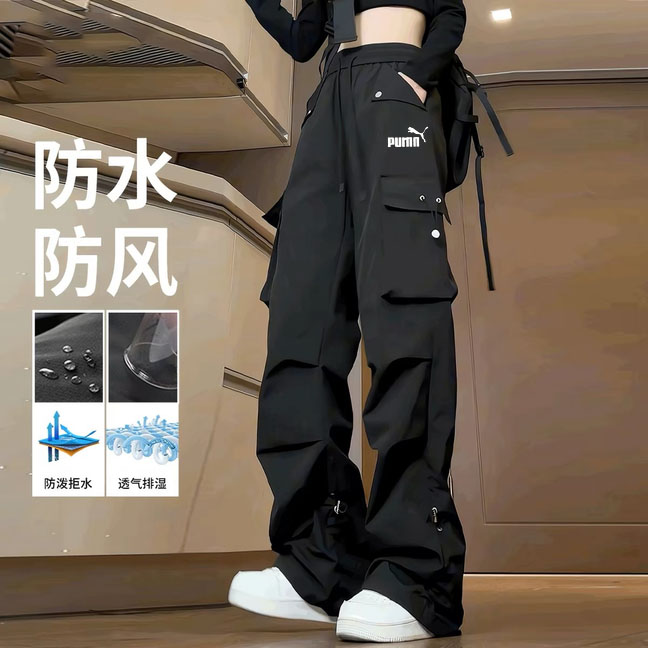 黑色工装裤女秋季新款宽松阔腿裤休闲裤