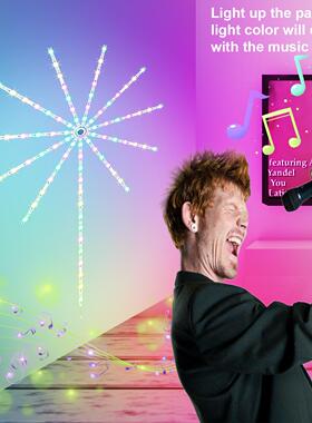 涂鸦花灯 l烟ed幻彩星烟花灯-0烟花声鼓流星爆炸空全彩灯带圣装饰