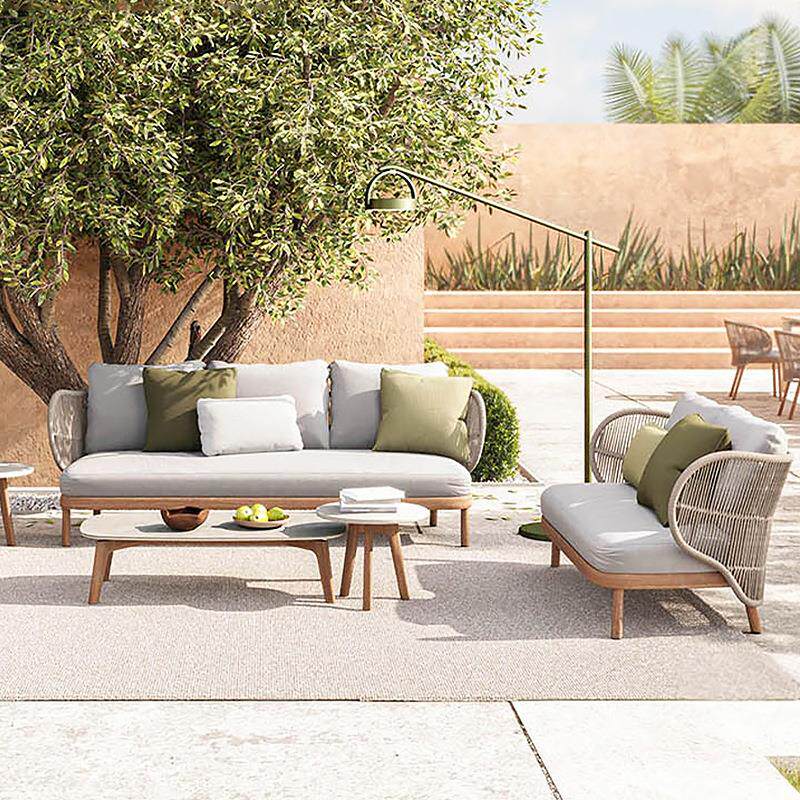 户外小发民宿庭院露天休闲园花藤558编东南亚风格三件套组椅合沙