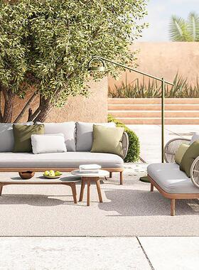 户外小发民宿庭院露天休闲园花藤558编东南亚风格三件套组椅合沙