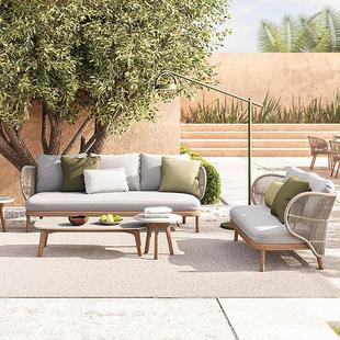 户外小发民宿庭院露天休闲园花藤558编东南亚风格 三件套组椅合沙