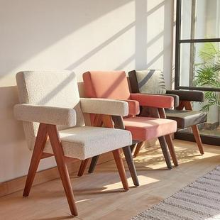 网红昌迪加沙发椅中古家沙用扶手尔靠背发268椅复古实木单人风沙