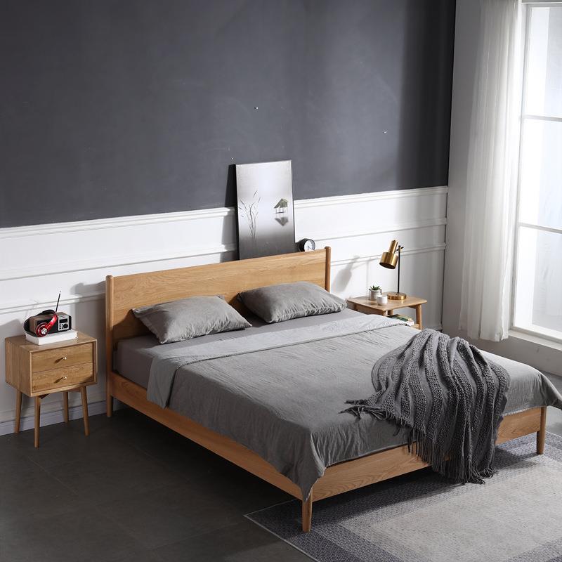 全实木米床北欧现代简日式橡木单双约人床11.8.5米卧001室樱桃木