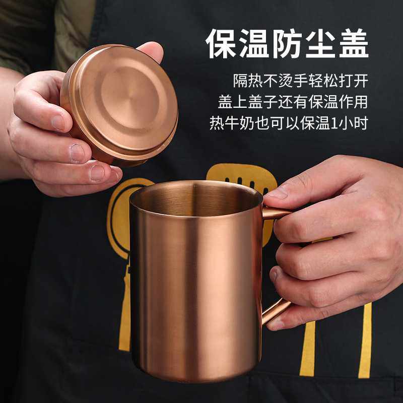 新款直销304不锈钢幼儿园水杯儿童马克杯韩式金色餐厅茶杯带盖双,餐饮具,啤酒杯,淘宝优惠券,粉丝福利购,淘宝优惠卷