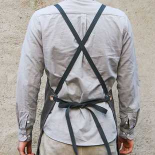 新款直销工作围裙定制logo中餐厅服务员奶茶店理发师男女牛仔工作