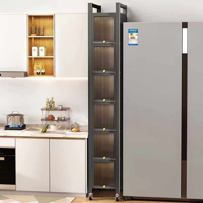 新款直销厨房置物架窄夹缝收纳柜落地多层冰箱缝隙窄缝储物柜带门,厨房/烹饪用具,厨房置物架/置物柜/角架,淘宝优惠券,粉丝福利购,淘宝优惠卷