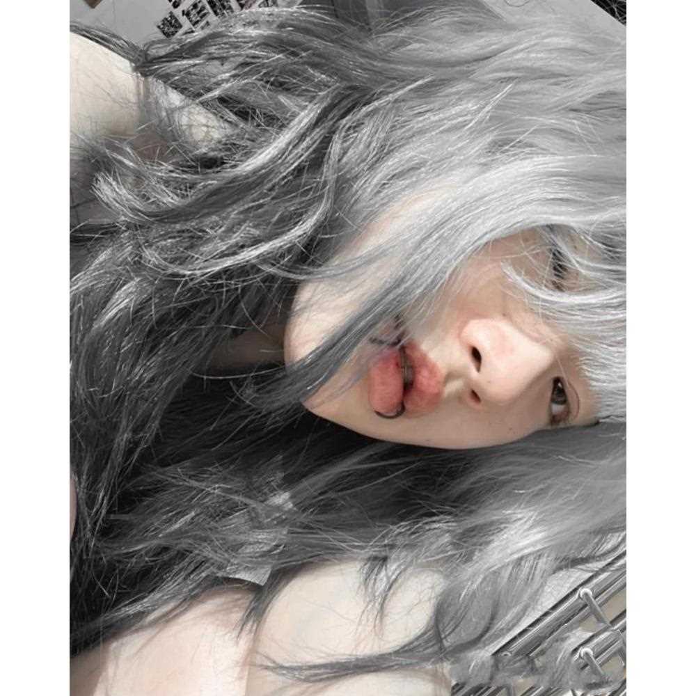 新款直销欧美超酷个性假发神秘白渐变黑时尚潮流网红女头女中假发
