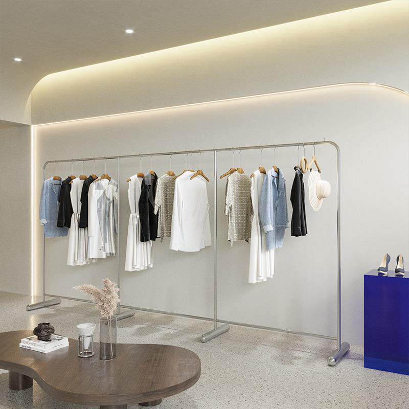 新款直销服装店展示架挂衣架网红陈列装饰道具女装中岛落地式不锈