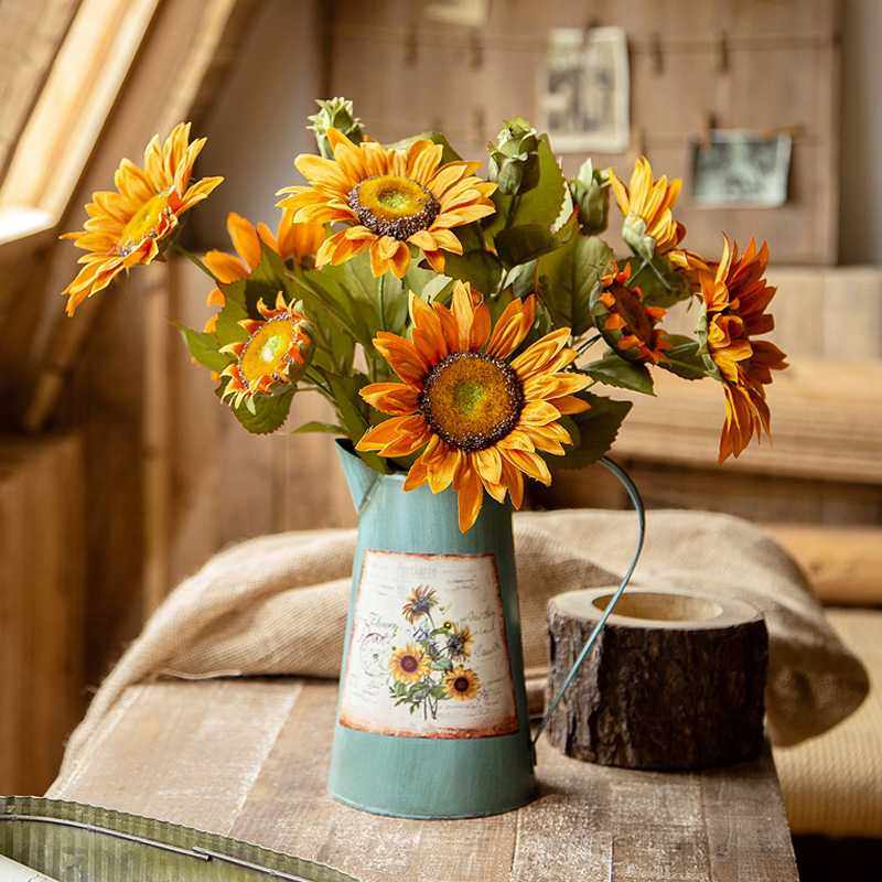 新款直销复古铁皮花瓶 法式乡村欧式 复古做旧铁艺铁皮园艺花器花,家居饰品,仿真花/假花,淘宝优惠券,粉丝福利购,淘宝优惠卷