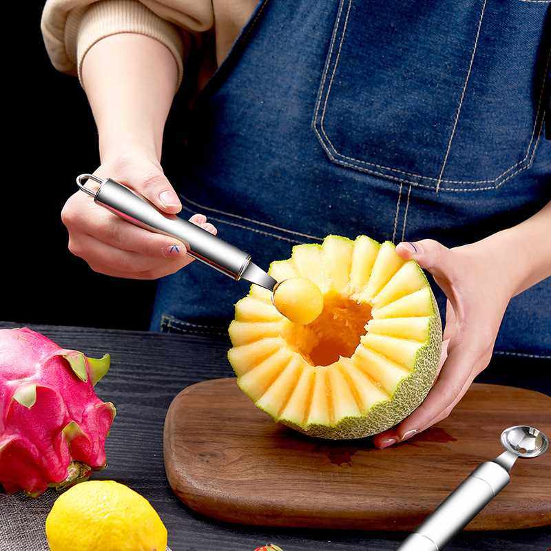 新款直销不锈钢水果挖球器雕花刀水果拼盘挖球勺切果器创意工具分,厨房/烹饪用具,水果分割器,淘宝优惠券,粉丝福利购,淘宝优惠卷
