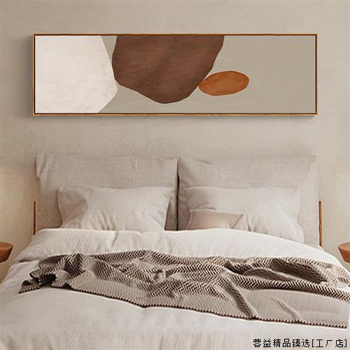 新款侘寂风卧室床头装饰画大幅抽象日式晶瓷挂画简约软装极简壁画图片