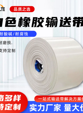 白色橡胶尼龙输送带钢丝芯环形运输带糖厂盐场工业皮带耐酸碱