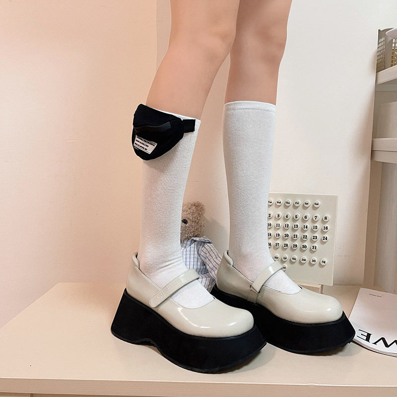 千禧年y2k字母包撞色中筒棉袜潮酷街头风堆堆袜女拉链口袋休闲袜