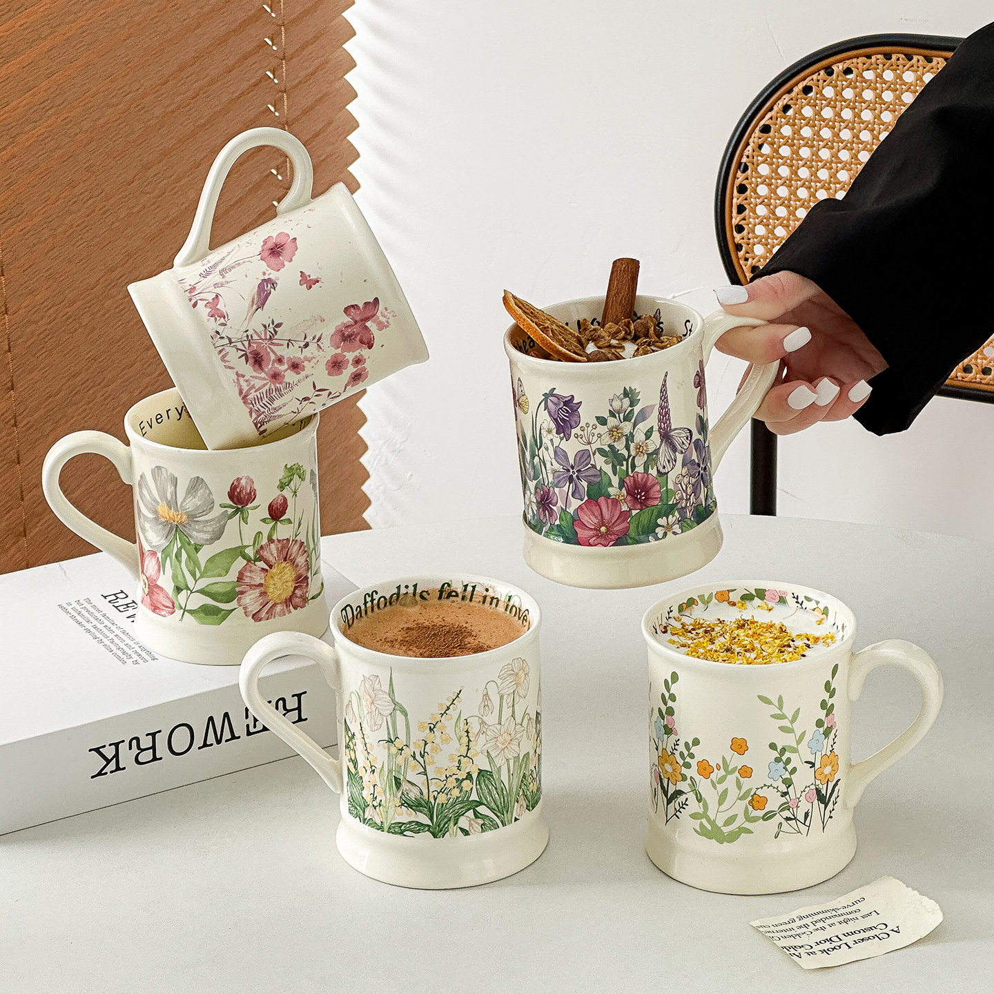 复古陶瓷咖啡杯马克杯办公室喝水杯家用早餐杯高颜值伴手礼漱口水