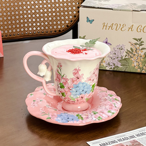 小众设计锦绣花园陶瓷情侣杯