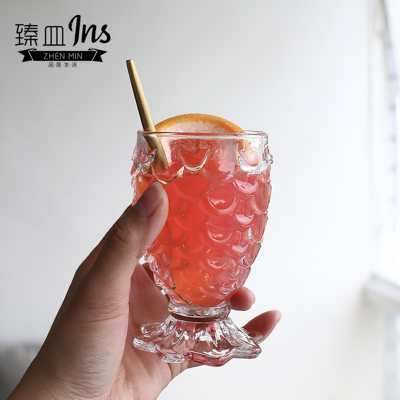 zm玻璃杯玻璃鱼鳞杯果汁杯奶昔杯