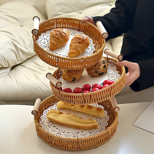 臻皿零食盘点心茶点水果篮藤编盘
