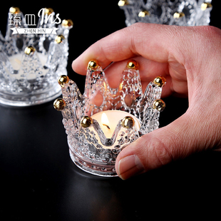 轻奢烟缸欧式个性摆件创意潮流客厅办公室透明玻璃皇冠烟灰缸可爱
