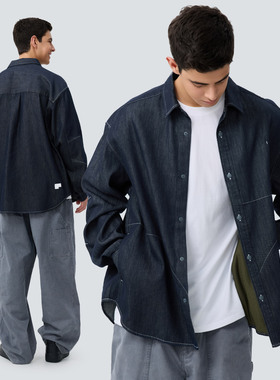 TreesOutside天丝混纺亲肤吸湿原色牛仔长袖衬衫男士2025秋新外套