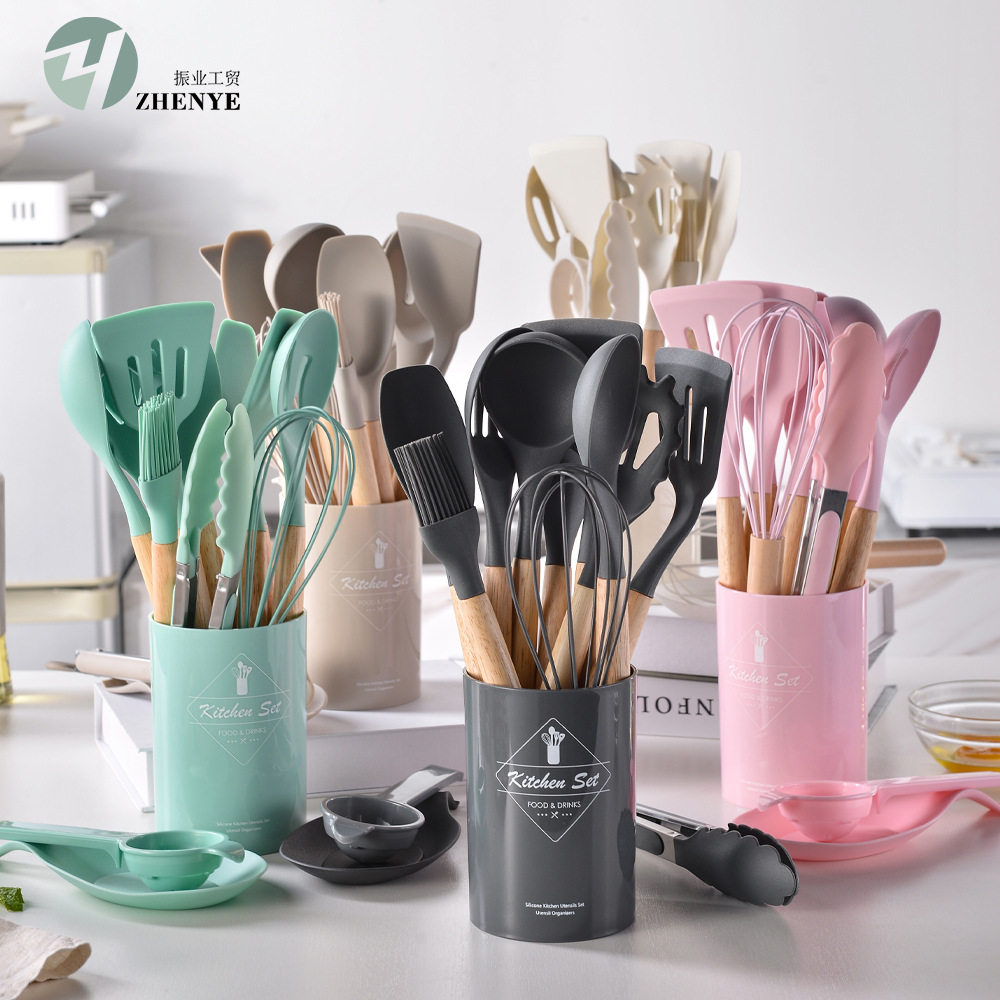 轻版750g硅胶厨具套装木