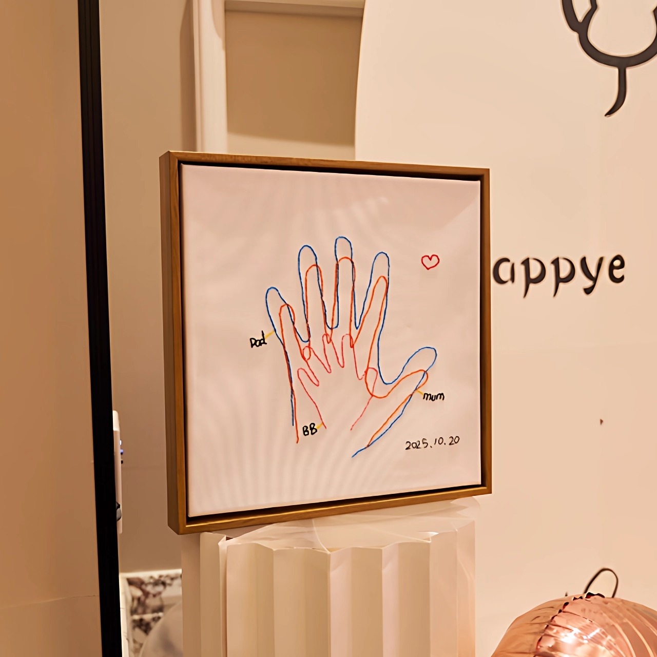 【一岁一礼】刺绣画框diy亲子手掌印周岁礼宝宝生日仪式场景布置