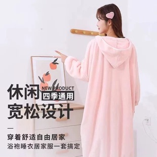 浴巾秋冬加厚新款纯棉吸水家用浴袍可穿可裹浴裙洗澡浴衣睡衣睡袍