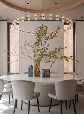 现代程创意圆餐饮包间65135形厅餐吊灯工款金属玻璃酒店宴会客厅