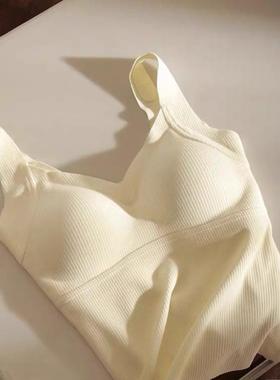 双面德绒磨毛保暖背心内衣女带胸垫加厚发热秋冬季低领打底衫上衣