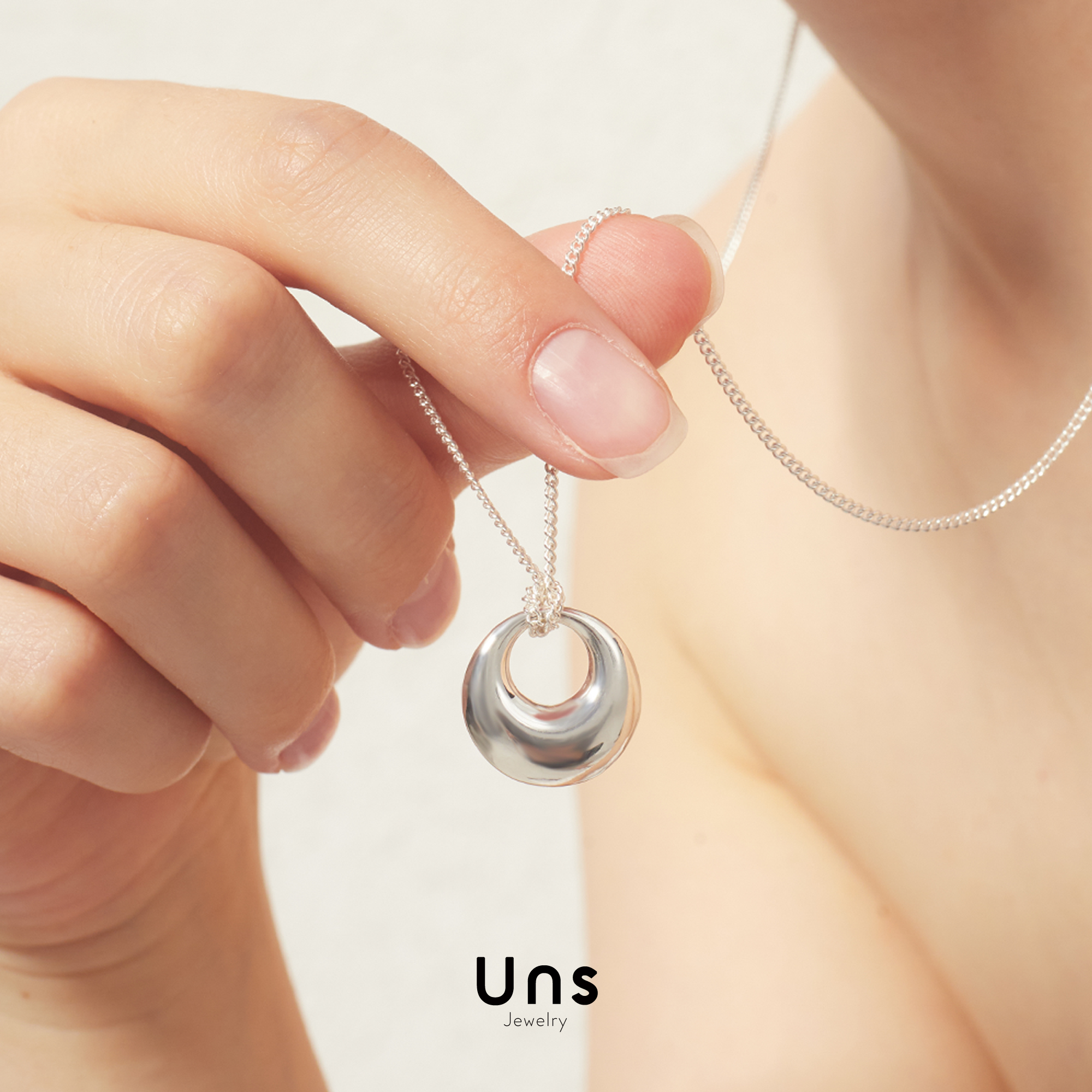 瞳光系列 925银月牙包银链黑蜡绳双链替换项链