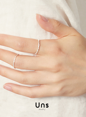 Uns925银冰花锤纹戒指