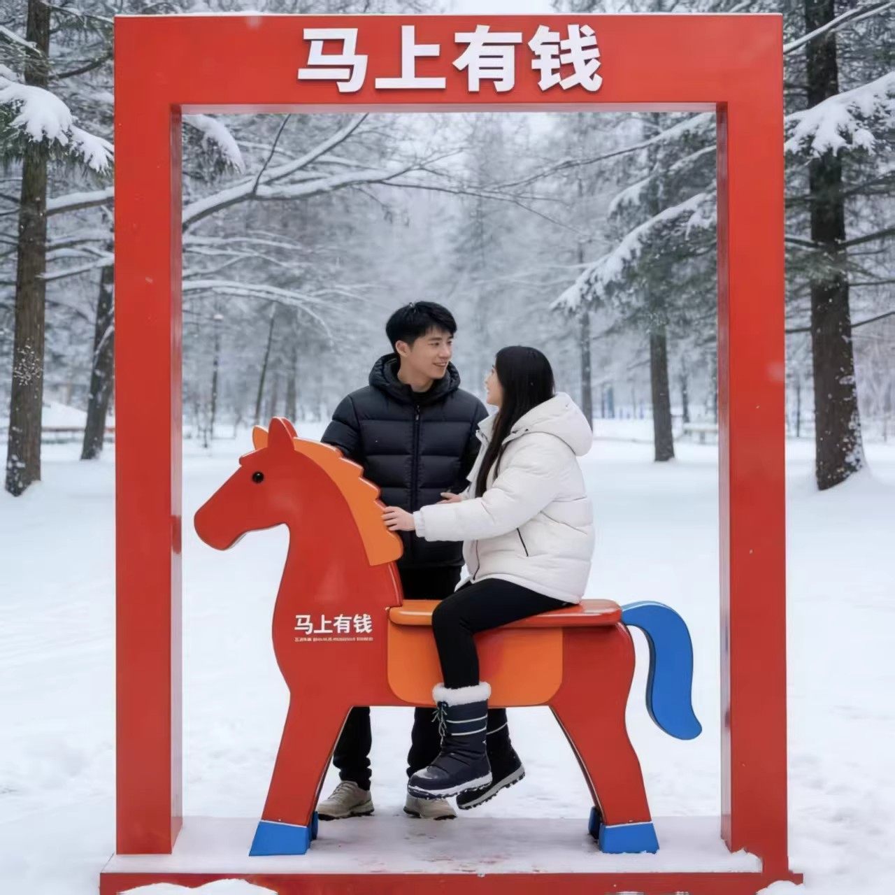 2026马年马上有钱创意拍照框商场新年美陈打卡装饰道具摆件,商业/办公家具,商业美陈,淘宝优惠券,粉丝福利购,淘宝优惠卷