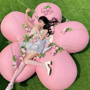 充气花朵樱花气模仿真花商场美陈PVC闭气花朵气模显眼包打卡气球