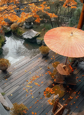 仿古大号油纸伞户外阳台庭院伞黄色复古摆摊遮阳伞中式古风大伞