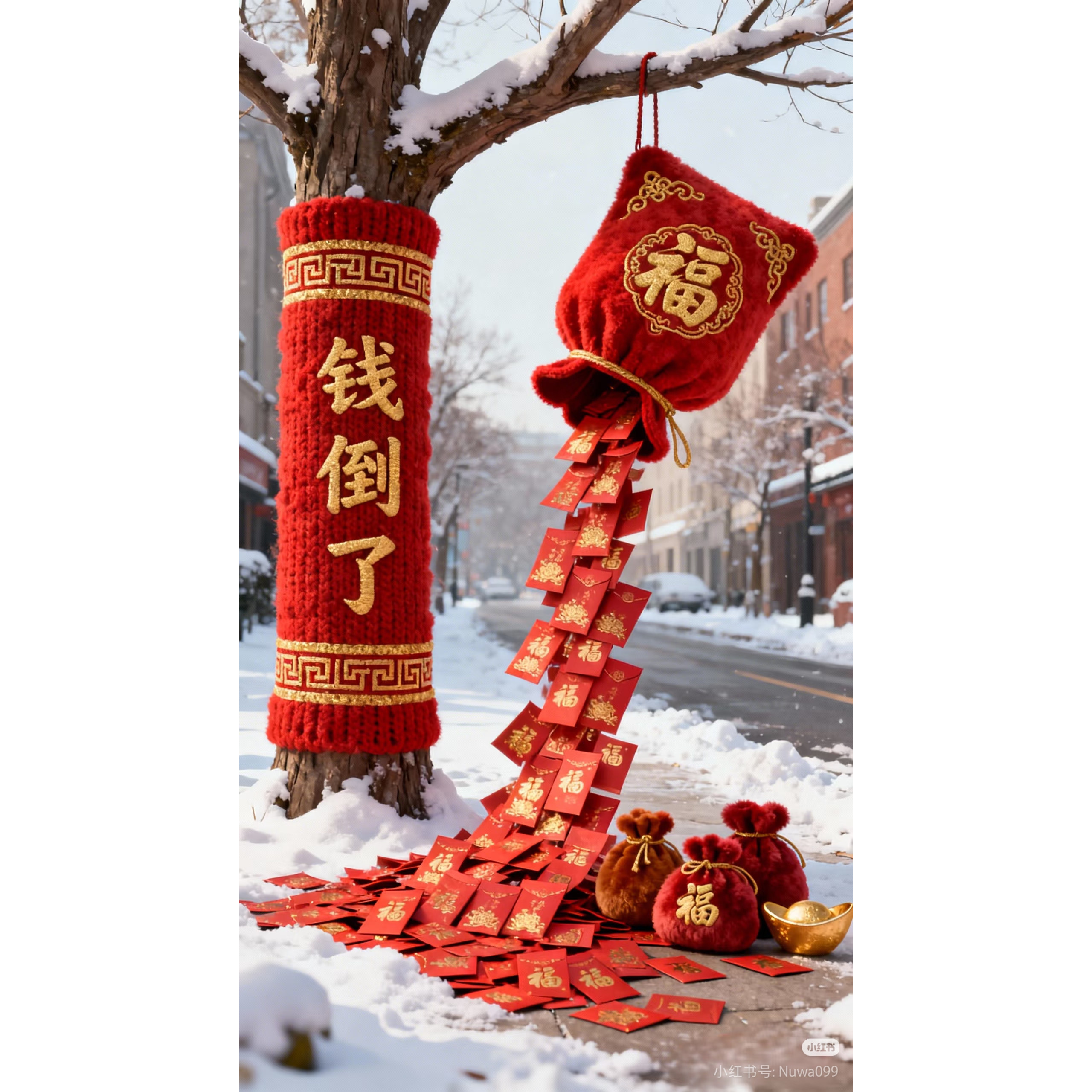 新年元旦中式福字红包袋创意大树套户外景观装饰落地摆件新年道具,家居饰品,落地摆件,淘宝优惠券,粉丝福利购,淘宝优惠卷