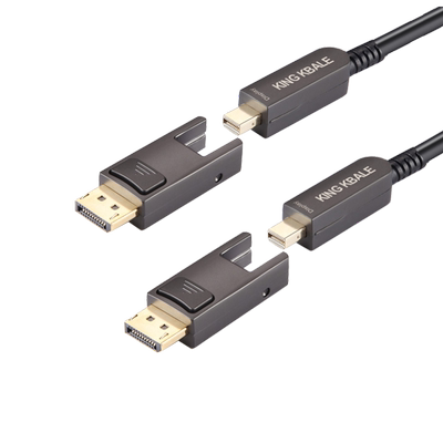 KingKable光纤minidp线转DP1.4迷你DP分体头兼容DP2.1雷电2口8K4K 2K240显卡电脑显示器矩阵预埋线8m10米50米