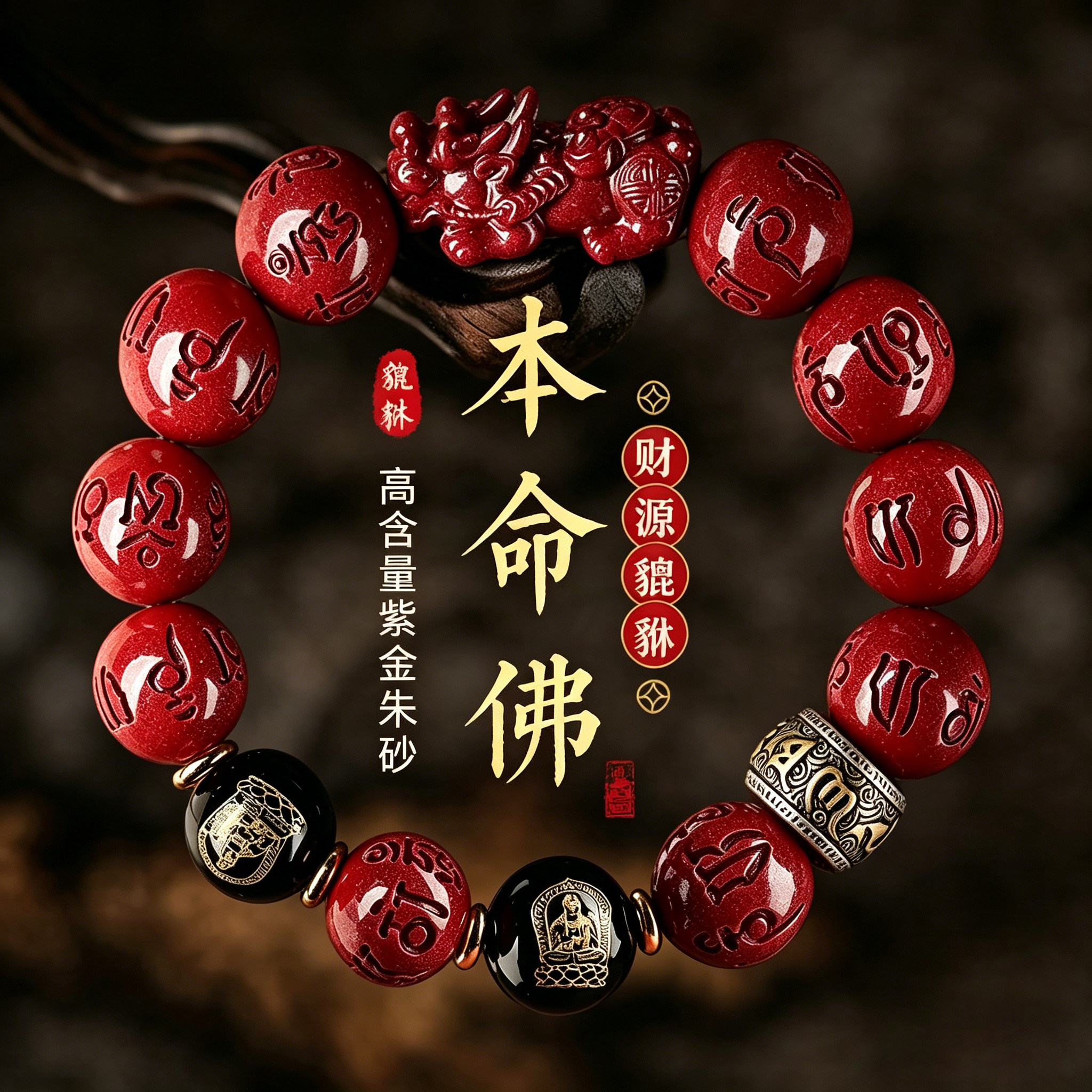 玺缘朱砂手串转运珠原矿带证书