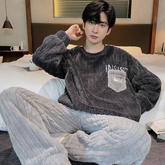 2024新款秋冬季珊瑚绒睡衣男士加厚加绒保暖青少年冬款家居服男生