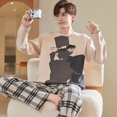 男士纯棉新款睡衣套装