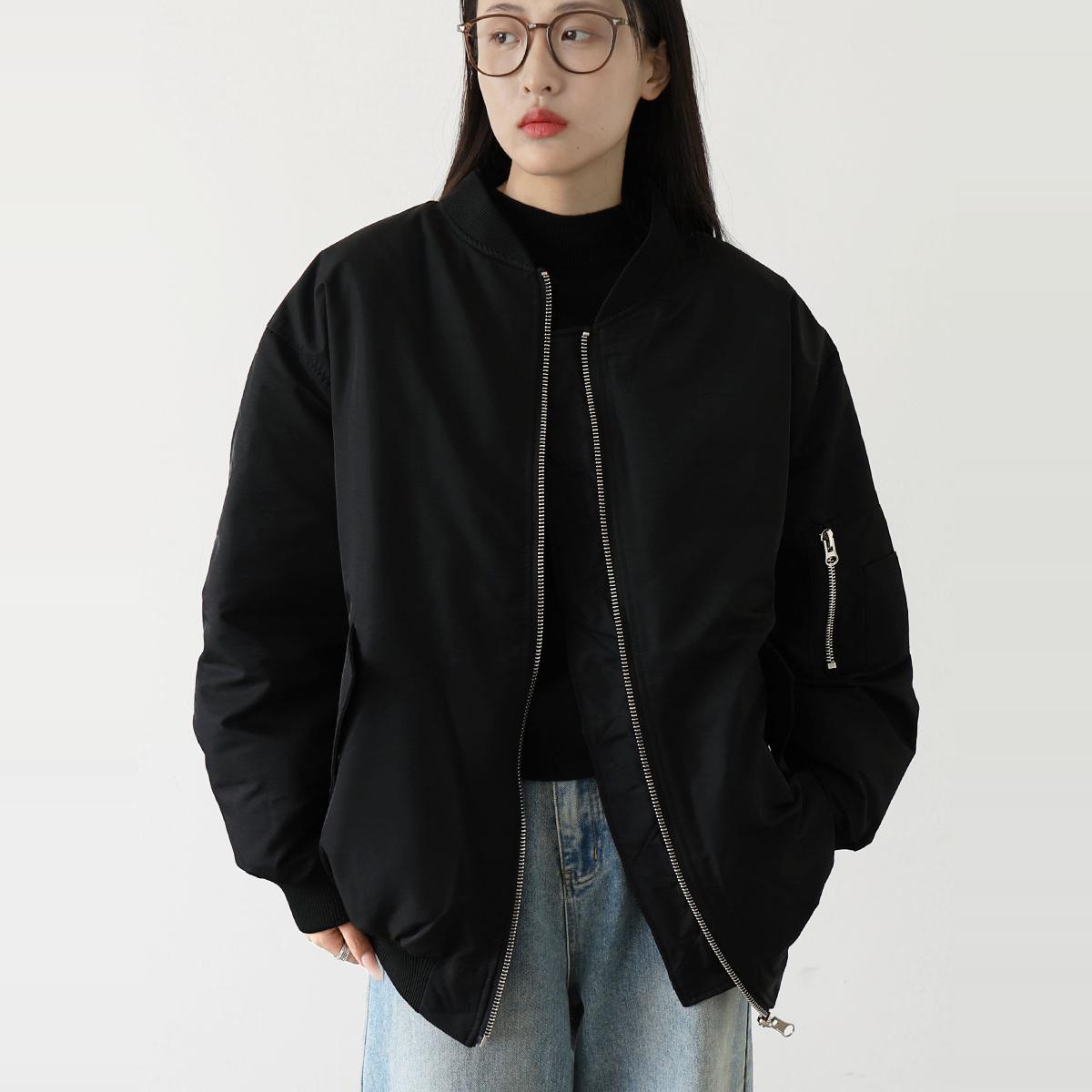 CHICVEN自制 正反两穿棒球棉服女复古宽松BF风中长款羽绒棉服外套